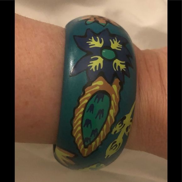 8 inch handmade wooden painted bangle - Picture 1 of 6